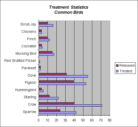 ChartObject Treatment  Statistics
Common Birds
